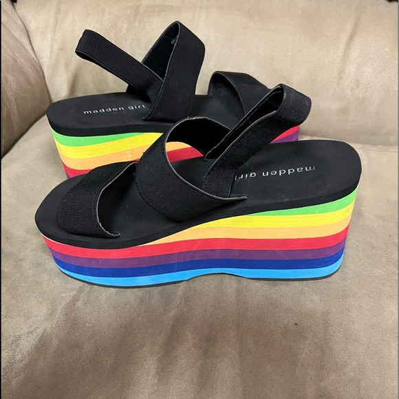 Madden Girl Rainbow Platform Sandals Pride lgbtq - Picture 3 of 5